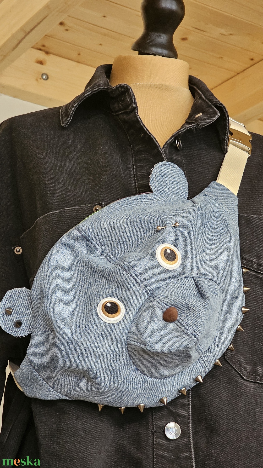 Kék farmerből készült teddybag - táska & tok - variálható táska - Meska.hu