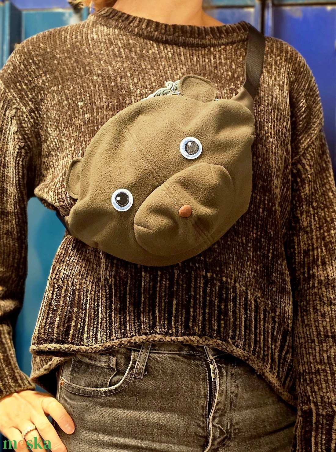 Barna softshell teddybag - táska & tok - övtáska - Meska.hu