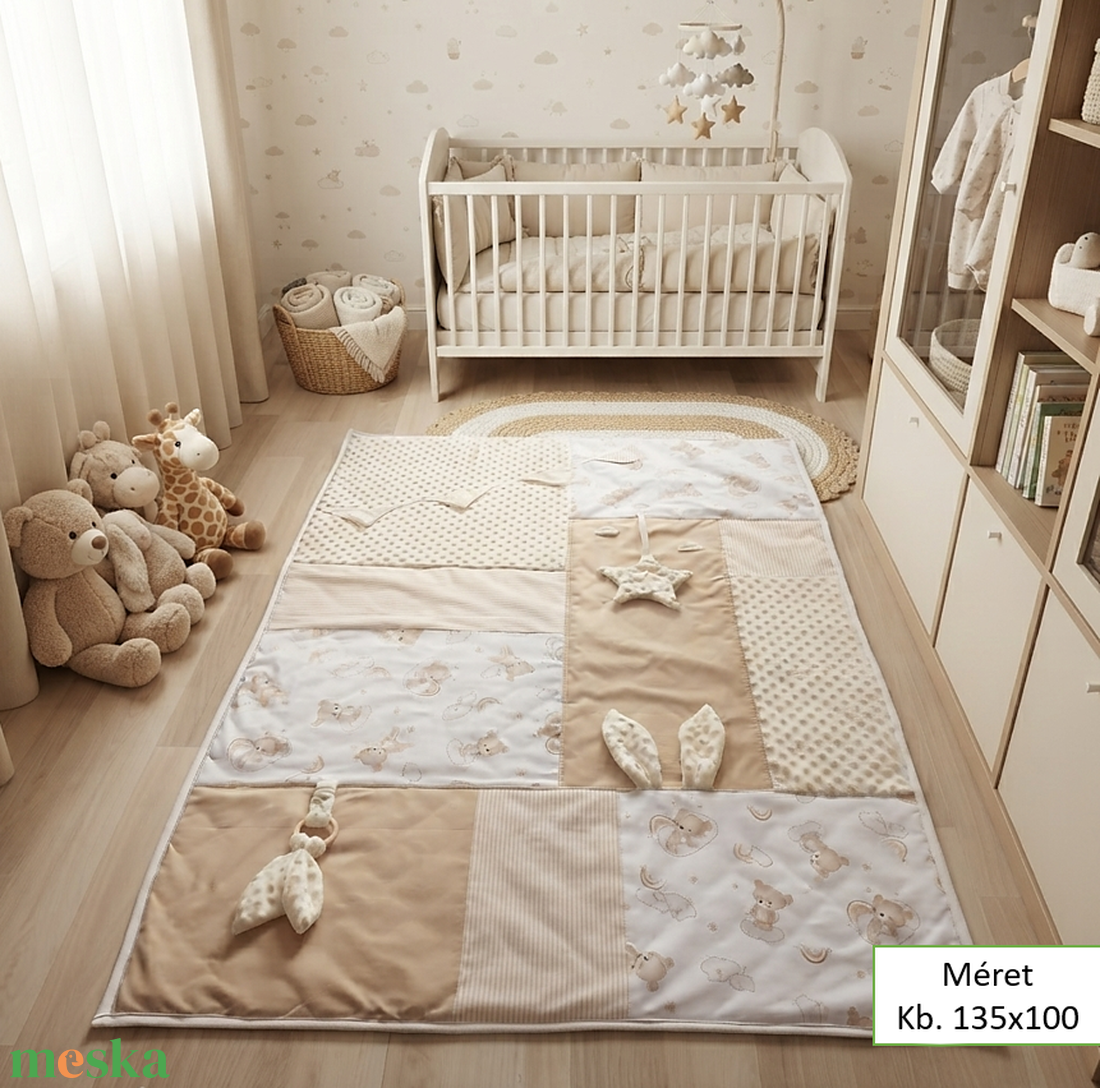 Bézs macis fejlesztő játszószőnyeg - baba - mama - baba játékok - játszószőnyeg - Meska.hu