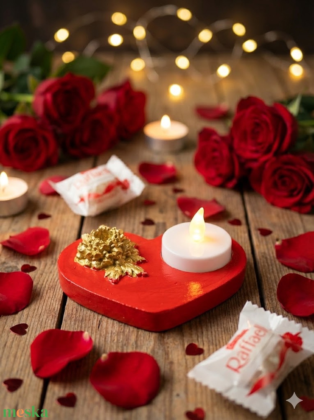 Szív alakú mécsestartó - esküvő - dekoráció - asztaldísz - Meska.hu