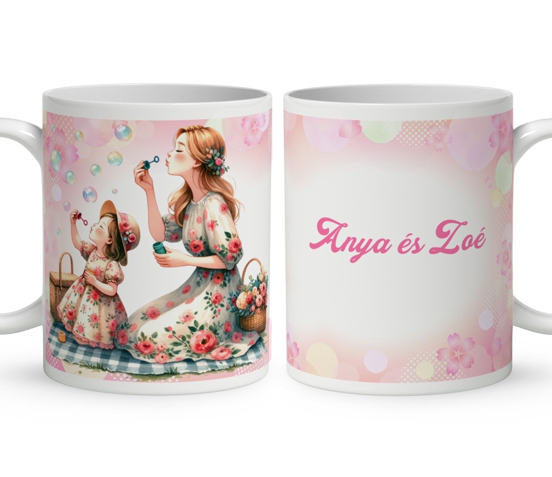 Kérd a neveddel - Anya és lánya buborékfújás mintás bögre - otthon & életmód - konyhafelszerelés, tálalás - tálalás - bögre & csésze - Meska.hu