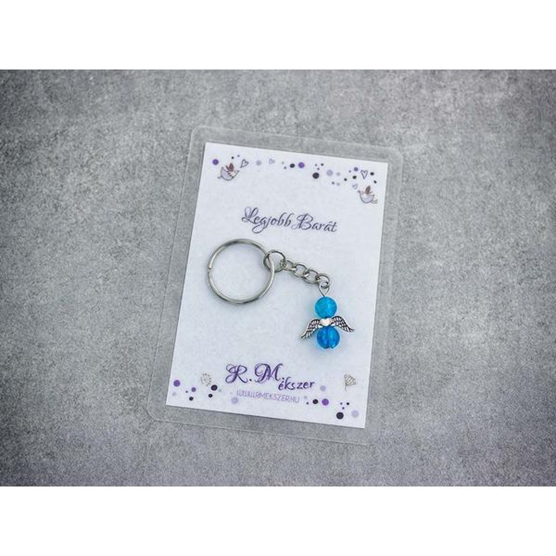 Legjobb barátomnak kék angyal medálos kulcstartó - táska & tok - kulcstartó & táskadísz - kulcstartó - Meska.hu