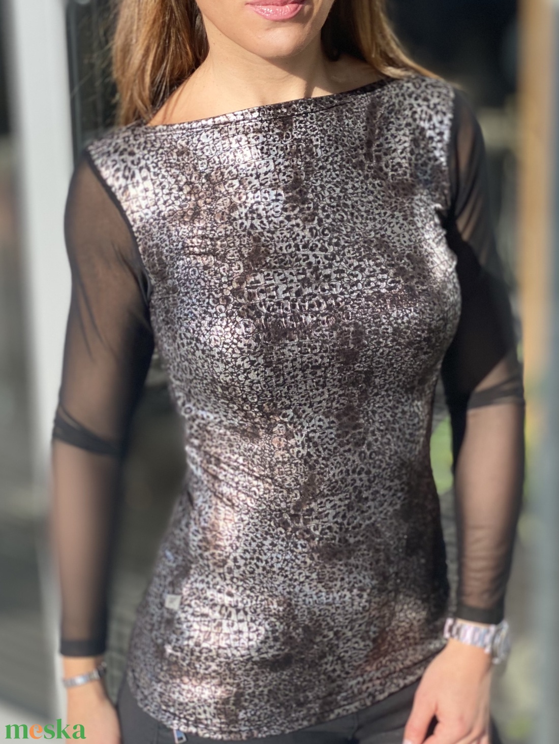 Tüll ujjas felső - ruha & divat - női ruha - póló, felső - Meska.hu