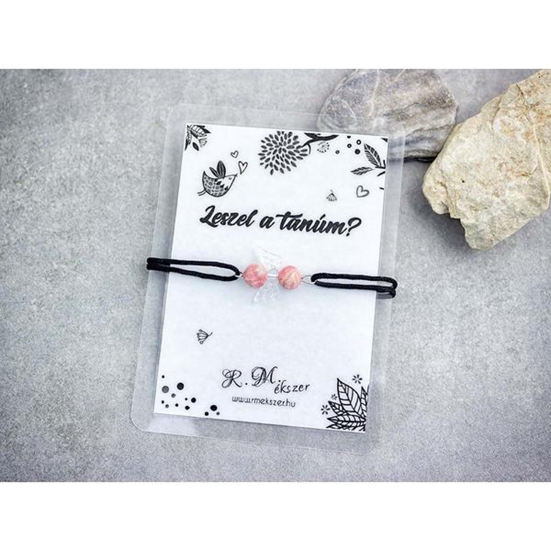 Leszel a tanúm rodokrozit angyal karkötő - esküvő - meghívó & kártya - tanú felkérő - Meska.hu