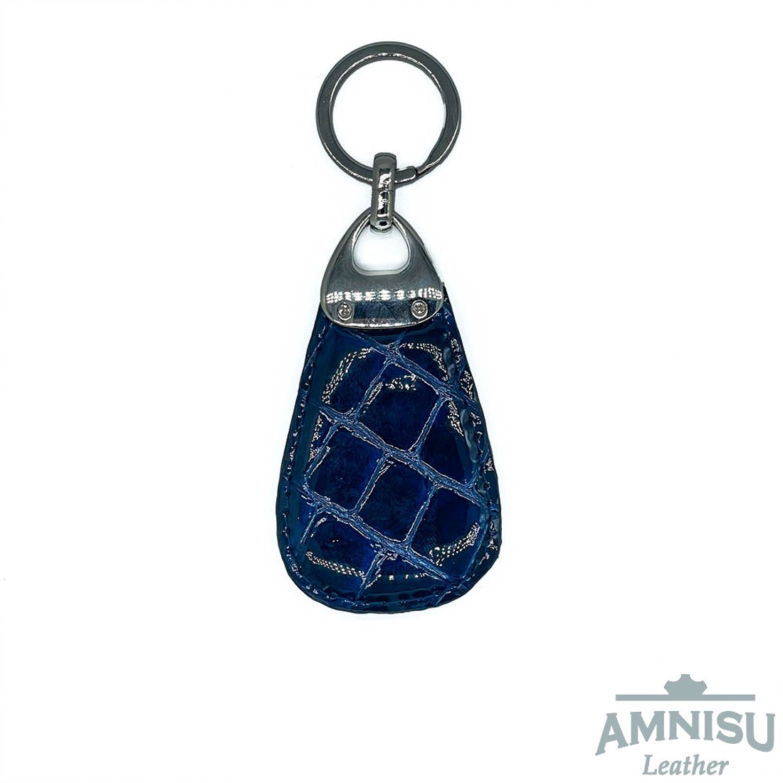 Sötétkék lakk krokkómintás csepp alakú swarovski köves bőr kulcstartó H6024 - táska & tok - kulcstartó & táskadísz - kulcstartó - Meska.hu