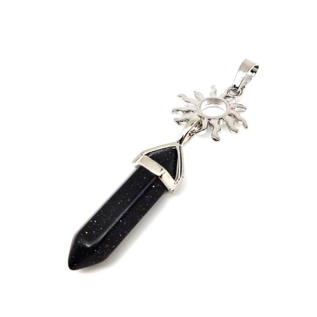 Vogel medál fém nap Goldstone kék 8x35mm - ékszer - nyaklánc - medál - Meska.hu