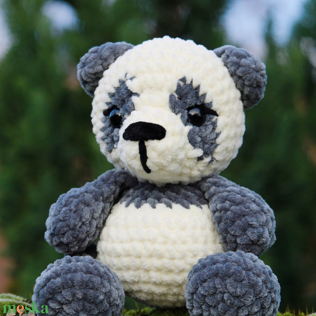 Horgolt panda plüss  - játék & sport - plüssállat & játékfigura - maci - Meska.hu