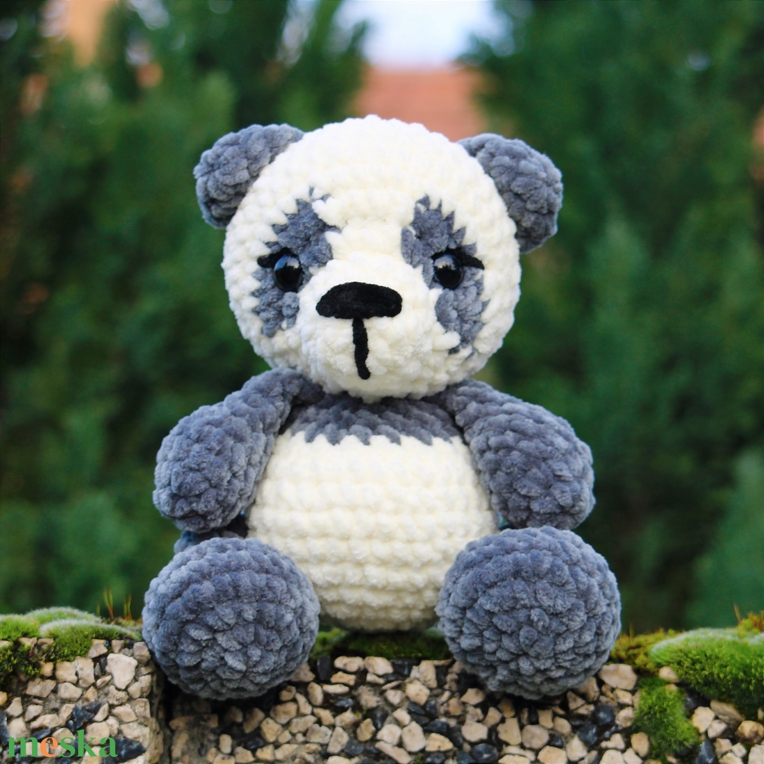 Horgolt panda plüss  - játék & sport - plüssállat & játékfigura - maci - Meska.hu