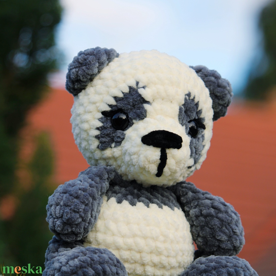 Horgolt panda plüss  - játék & sport - plüssállat & játékfigura - maci - Meska.hu