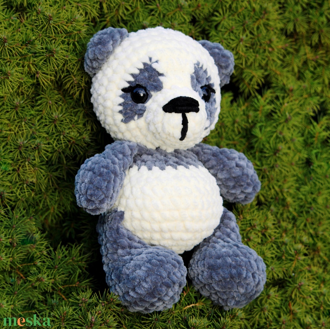 Horgolt panda plüss  - játék & sport - plüssállat & játékfigura - maci - Meska.hu