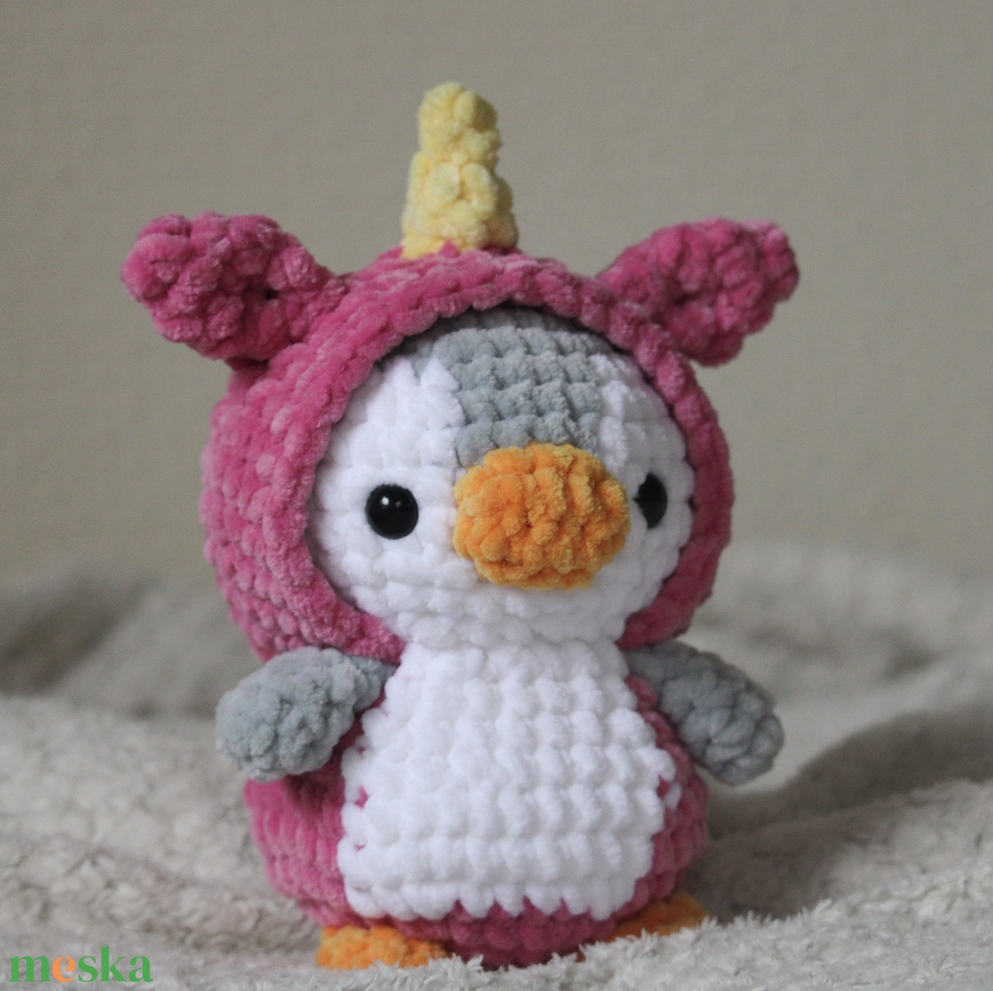 Horgolt pingvin plüss, egyszarvú jelmezben - játék & sport - plüssállat & játékfigura - más figura - Meska.hu