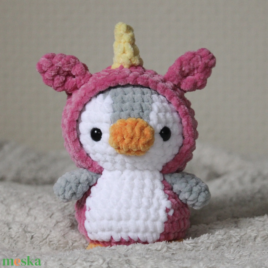 Horgolt pingvin plüss, egyszarvú jelmezben - játék & sport - plüssállat & játékfigura - más figura - Meska.hu