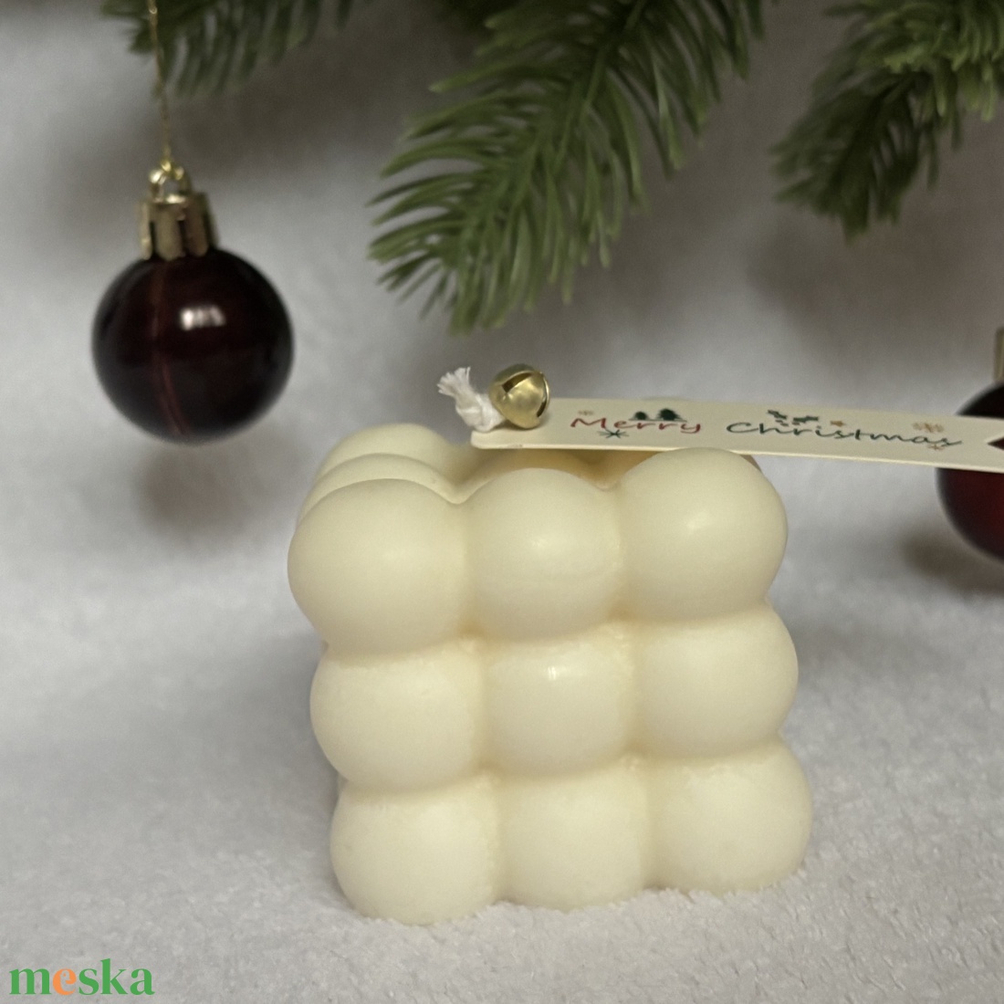 Buborékkocka - kézműves gyertya - karácsony - karácsonyi lakásdekoráció - karácsonyi illatgyertya, mécses - Meska.hu