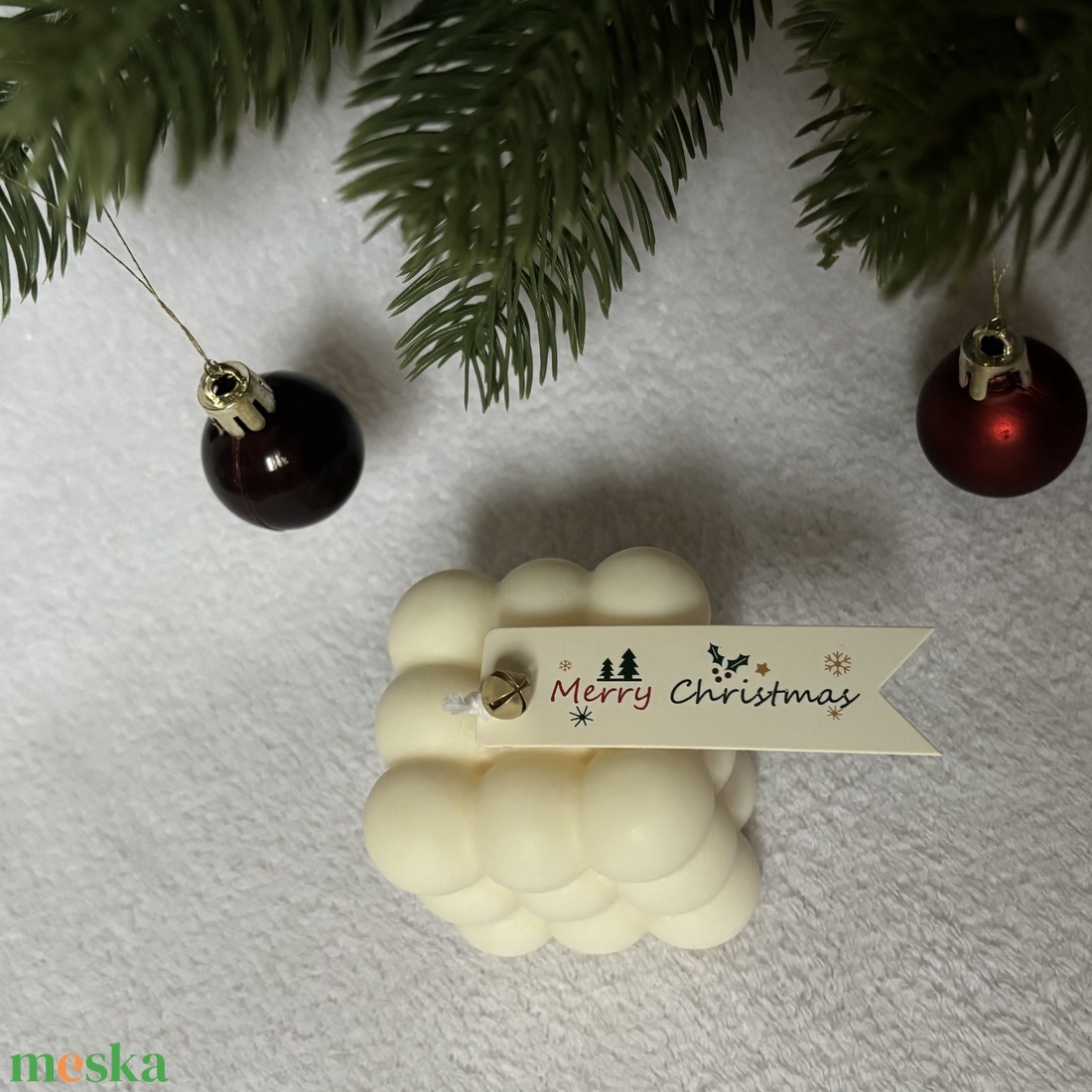 Buborékkocka - kézműves gyertya - karácsony - karácsonyi lakásdekoráció - karácsonyi illatgyertya, mécses - Meska.hu