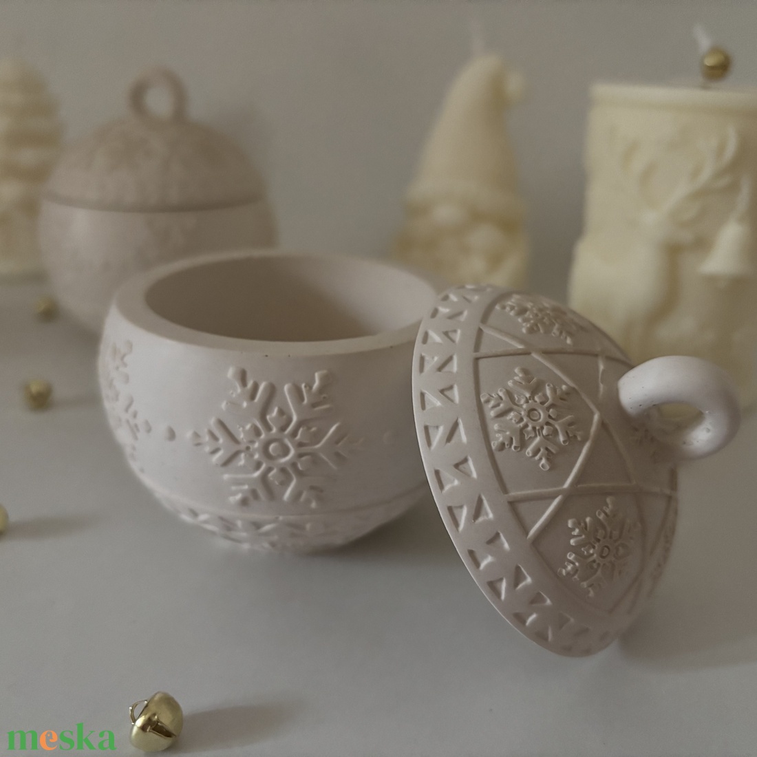 Kézzel készült kerámia tégely  gömb gyertyához / dekor tálként is - otthon & életmód - gyertya, illat, aroma - gyertyatartó - Meska.hu