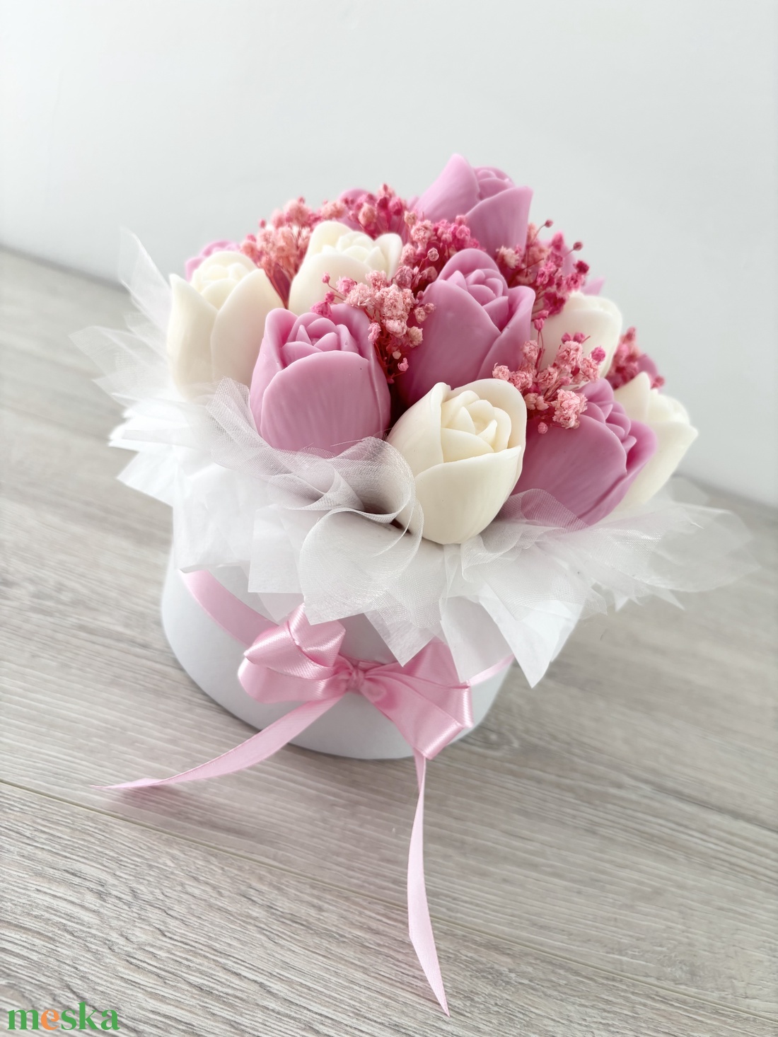 Illatos tulipán box szója viaszból � elegáns virágdoboz ajándék - otthon & életmód - gyertya, illat, aroma - illatviasz - Meska.hu