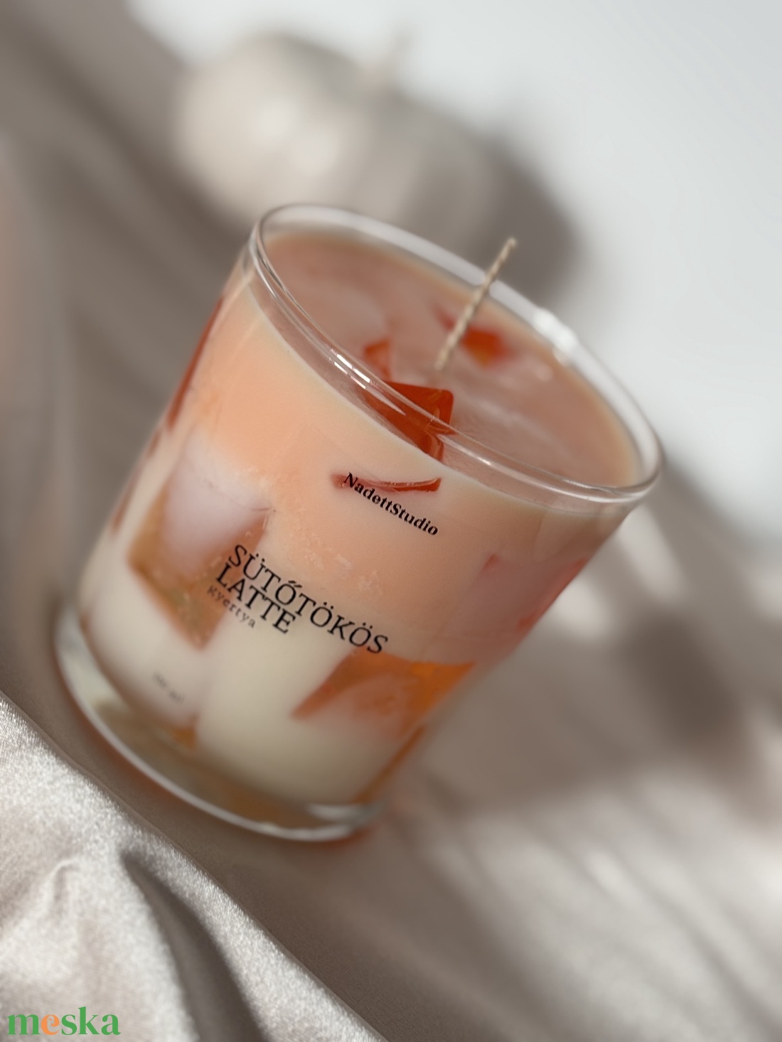 �� Sütőtök Latte illatgyertya � 350 ml-es pohárgyertya pamut kanóccal - otthon & életmód - gyertya, illat, aroma - gyertya - Meska.hu