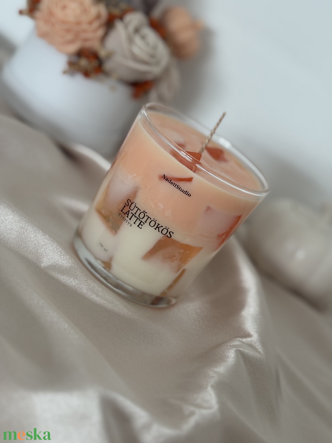 �� Sütőtök Latte illatgyertya � 350 ml-es pohárgyertya pamut kanóccal - otthon & életmód - gyertya, illat, aroma - gyertya - Meska.hu