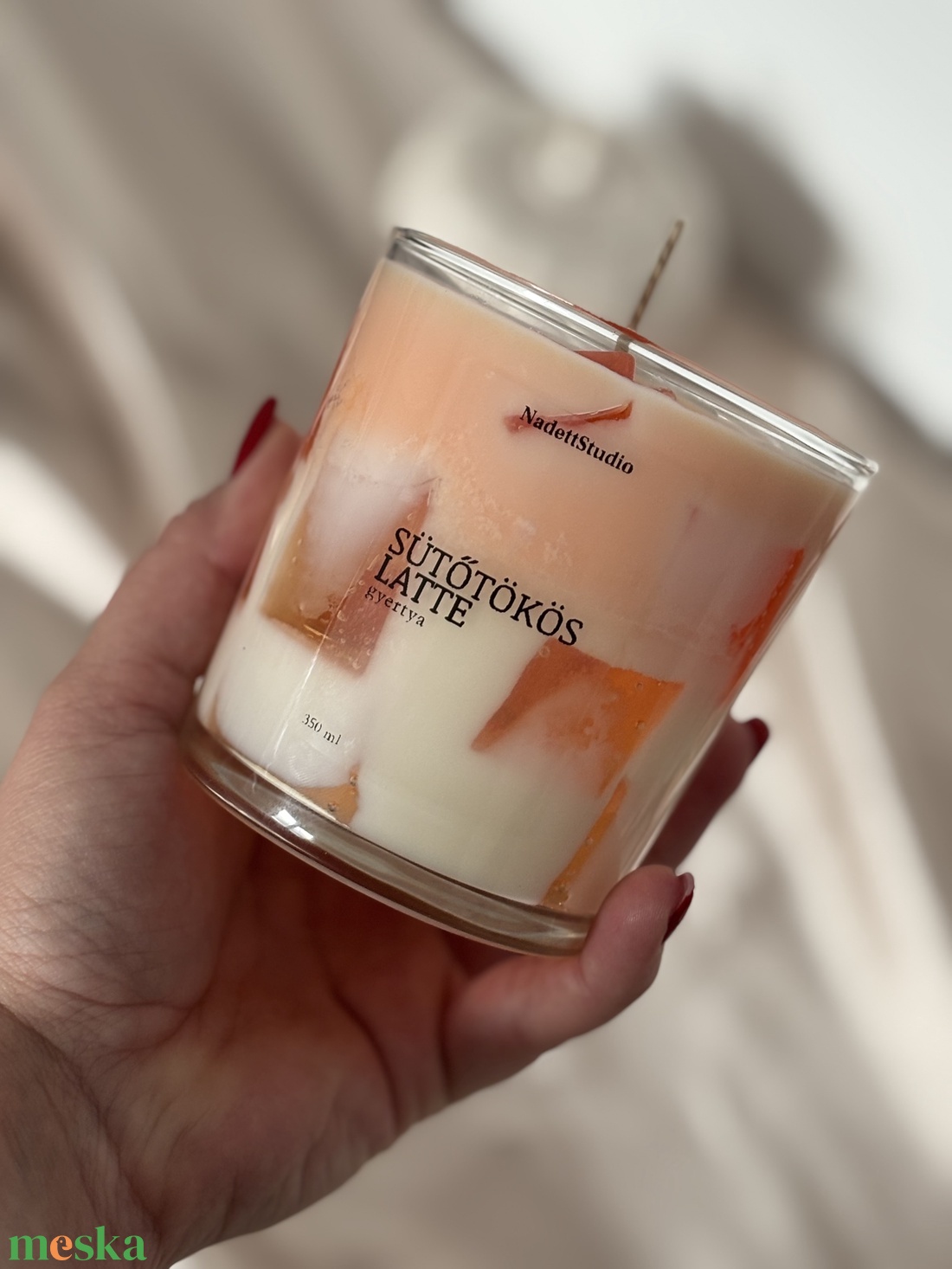 �� Sütőtök Latte illatgyertya � 350 ml-es pohárgyertya pamut kanóccal - otthon & életmód - gyertya, illat, aroma - gyertya - Meska.hu