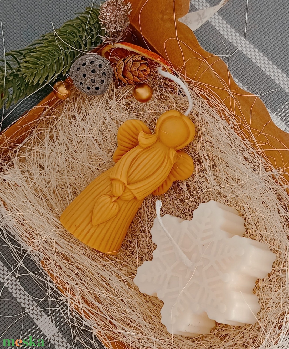 Angyal gyertya - karácsony - adventi díszek - adventi gyertyadíszek és koszorúdíszek - Meska.hu