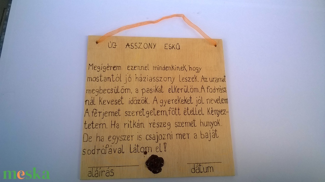 Új asszony esküje vicces kép - otthon & lakás - dekoráció - fali és függő dekoráció - felirat - Meska.hu