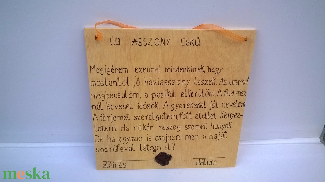 Új asszony esküje vicces kép - otthon & lakás - dekoráció - fali és függő dekoráció - felirat - Meska.hu