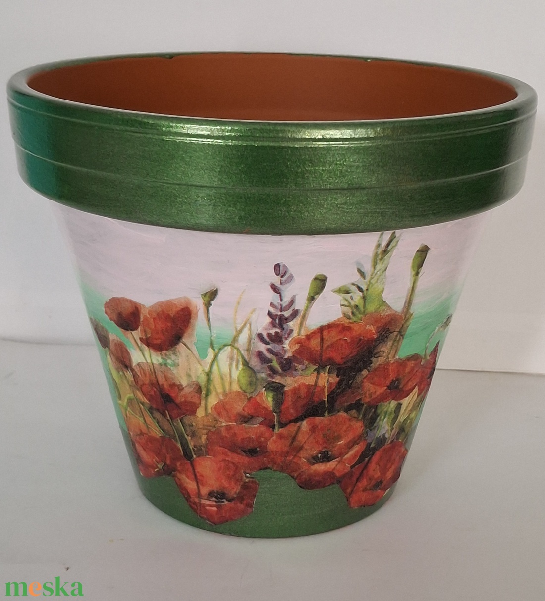 Pipacsos kaspó - otthon & életmód - virágdekoráció - virágtartó - kaspó - Meska.hu