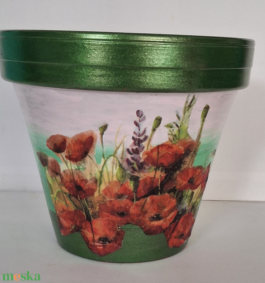 Pipacsos kaspó - otthon & életmód - virágdekoráció - virágtartó - kaspó - Meska.hu