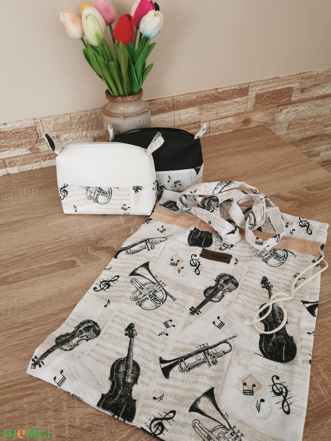Hangjegy mintás neszesszer és kotta táska - táska & tok - kézitáska & válltáska - válltáska - Meska.hu