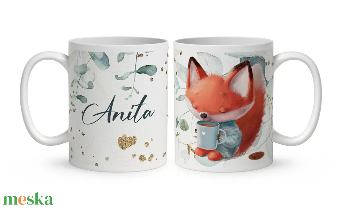 Kérd a neveddel - Kávés róka bögre - otthon & életmód - konyhafelszerelés, tálalás - tálalás - bögre & csésze - Meska.hu