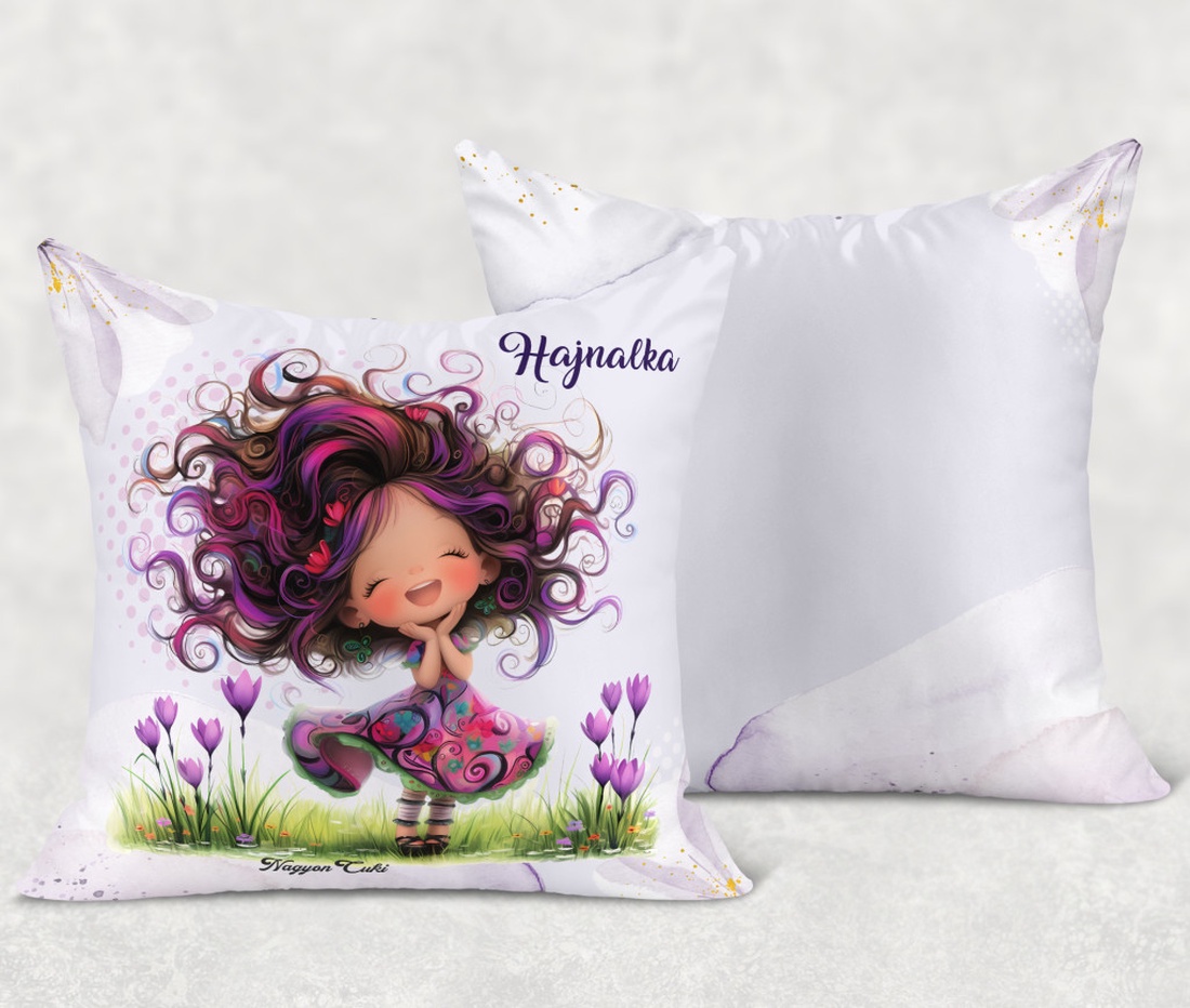 Névvel kérhető - Bájos krókusz virágos tündér mintás párna - otthon & életmód - lakástextil - párna & párnahuzat - díszpárna (belsővel együtt) - Meska.hu