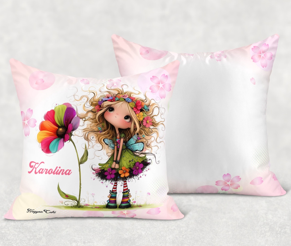 Névvel kérhető - Nagyon édes virág tündér mintás párna - otthon & életmód - lakástextil - párna & párnahuzat - díszpárna (belsővel együtt) - Meska.hu
