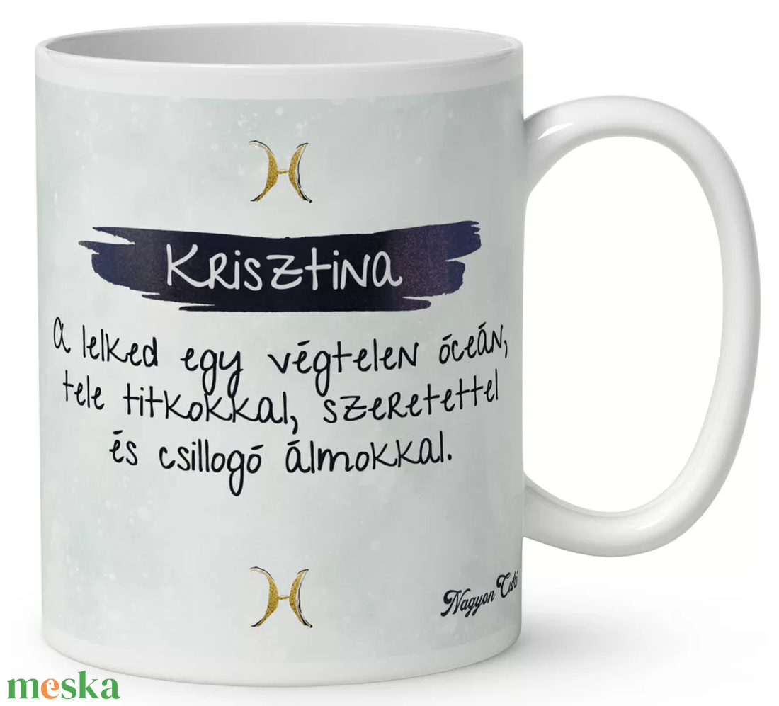 Személyre szabható - Szőke hajú Csini Halak lány mintás bögre - otthon & életmód - konyhafelszerelés, tálalás - tálalás - bögre & csésze - Meska.hu