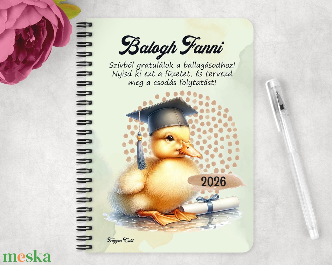 Személyre szabható - 2026 Ballagás - Kacsa mintás füzet - otthon & életmód - papír, írószer - jegyzetfüzet & napló - Meska.hu