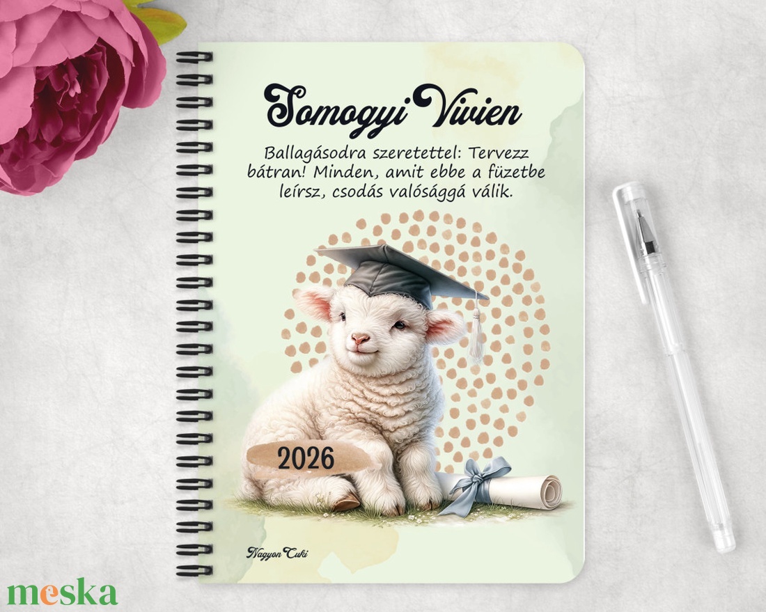 Személyre szabható - 2026 Ballagás - Bárány mintás füzet - otthon & életmód - papír, írószer - jegyzetfüzet & napló - Meska.hu