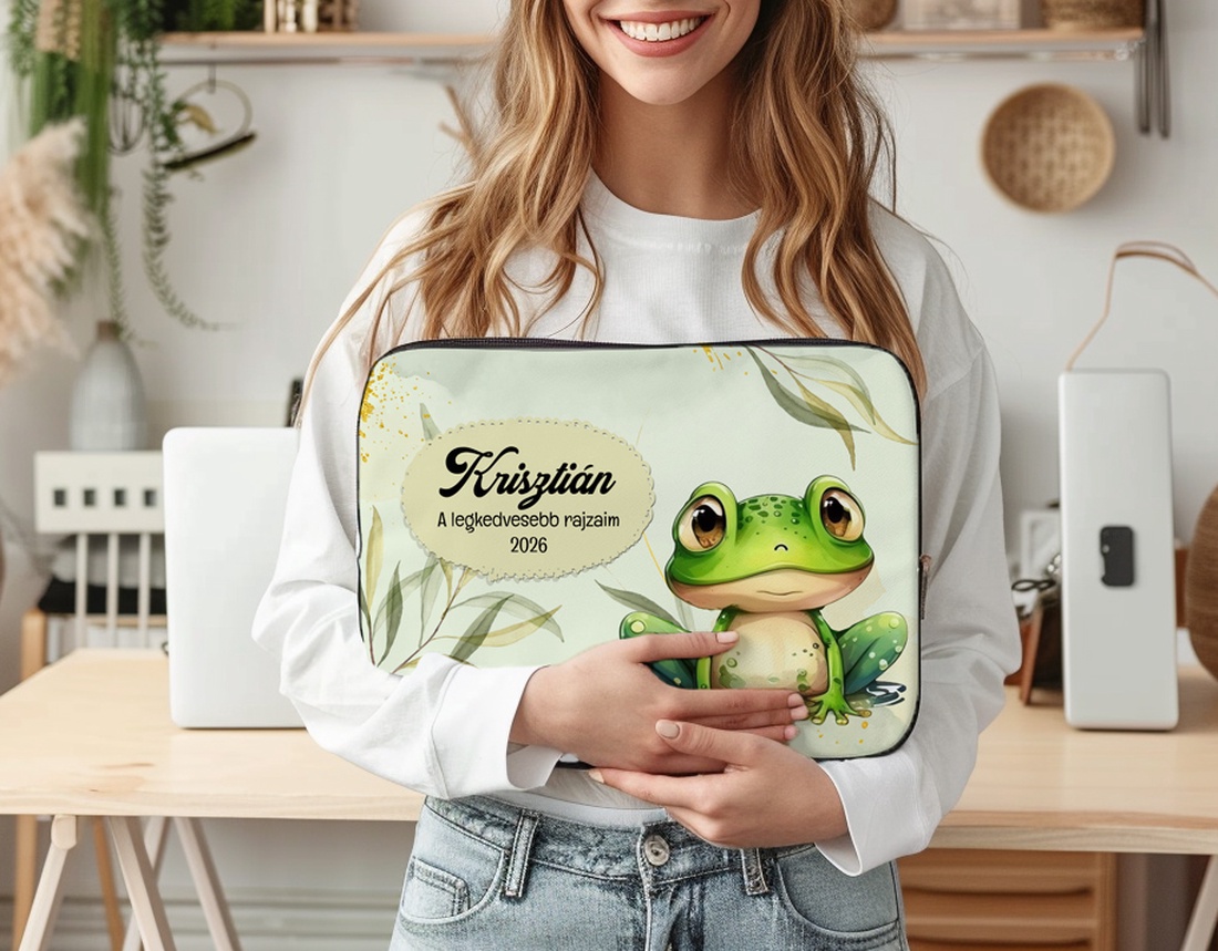 Cuki breki béka mintás egyedi rajztartó névvel - kreatív gyerek ajándék, emlékőrző mappa (RT-0061) - otthon & életmód - papír, írószer - mappa - Meska.hu