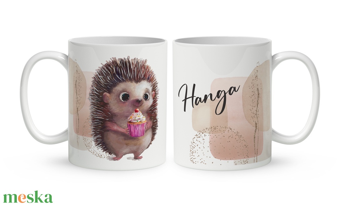 Névre szóló cuki sütis sünike mintás kerámia bögre - egyedi feliratos ajándék (C3DL-0044) - otthon & életmód - konyhafelszerelés, tálalás - tálalás - bögre & csésze - Meska.hu