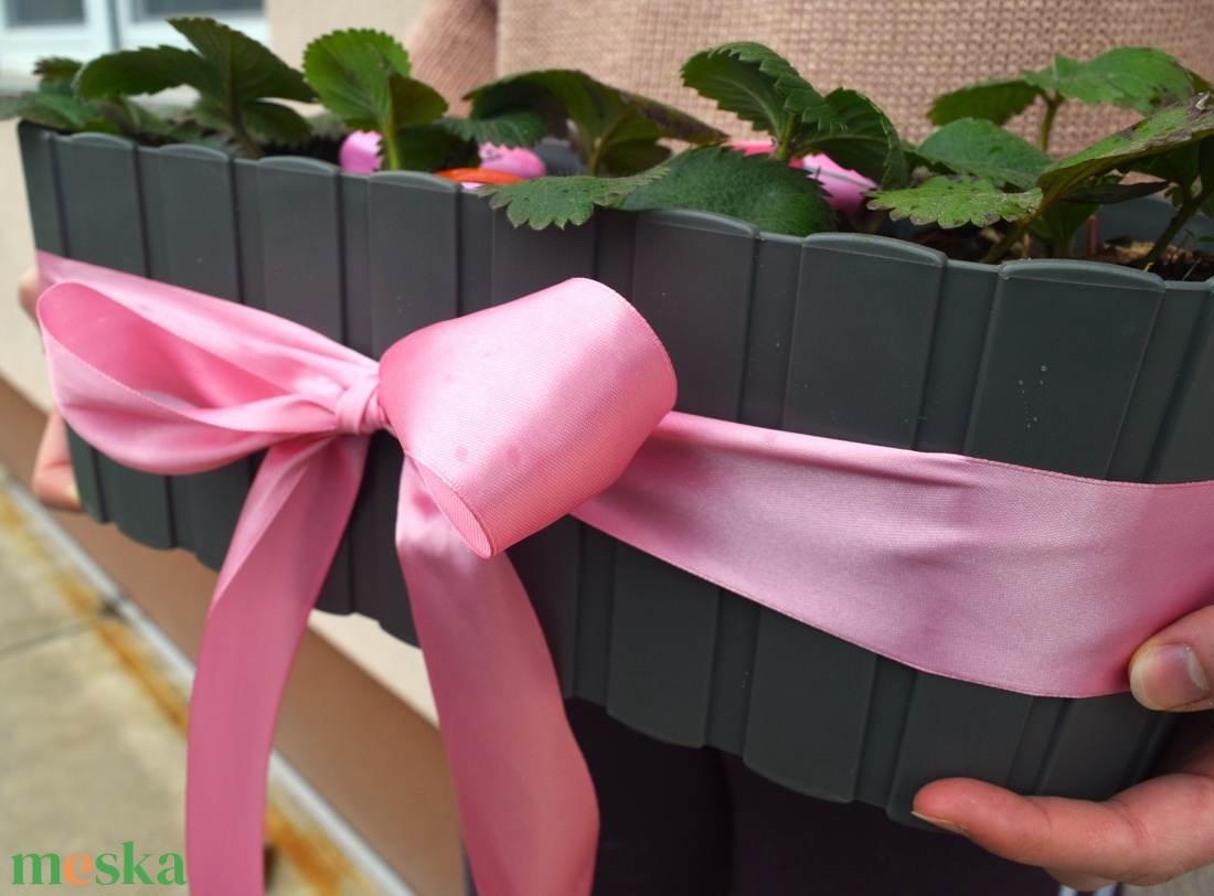 Nőnapi cserepes eper balkonládában - otthon & életmód - ház & kert - virágláda, balkonláda - Meska.hu