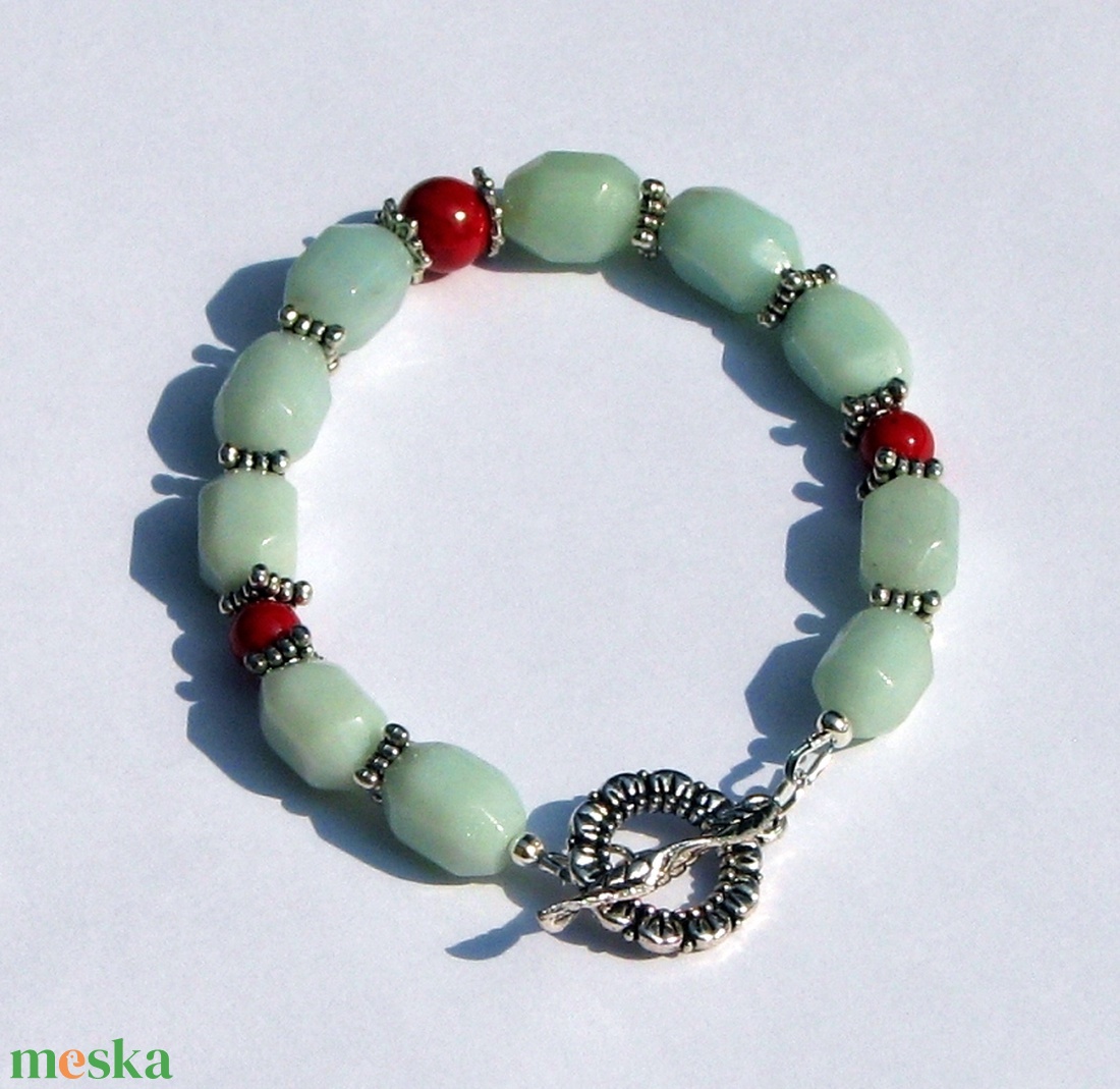 Amazonit fosszíliával - karkötő - ékszer - karkötő - ásványkarkötő - Meska.hu