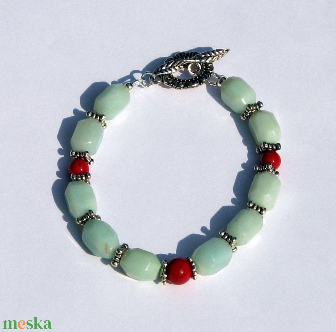 Amazonit fosszíliával - karkötő - ékszer - karkötő - ásványkarkötő - Meska.hu