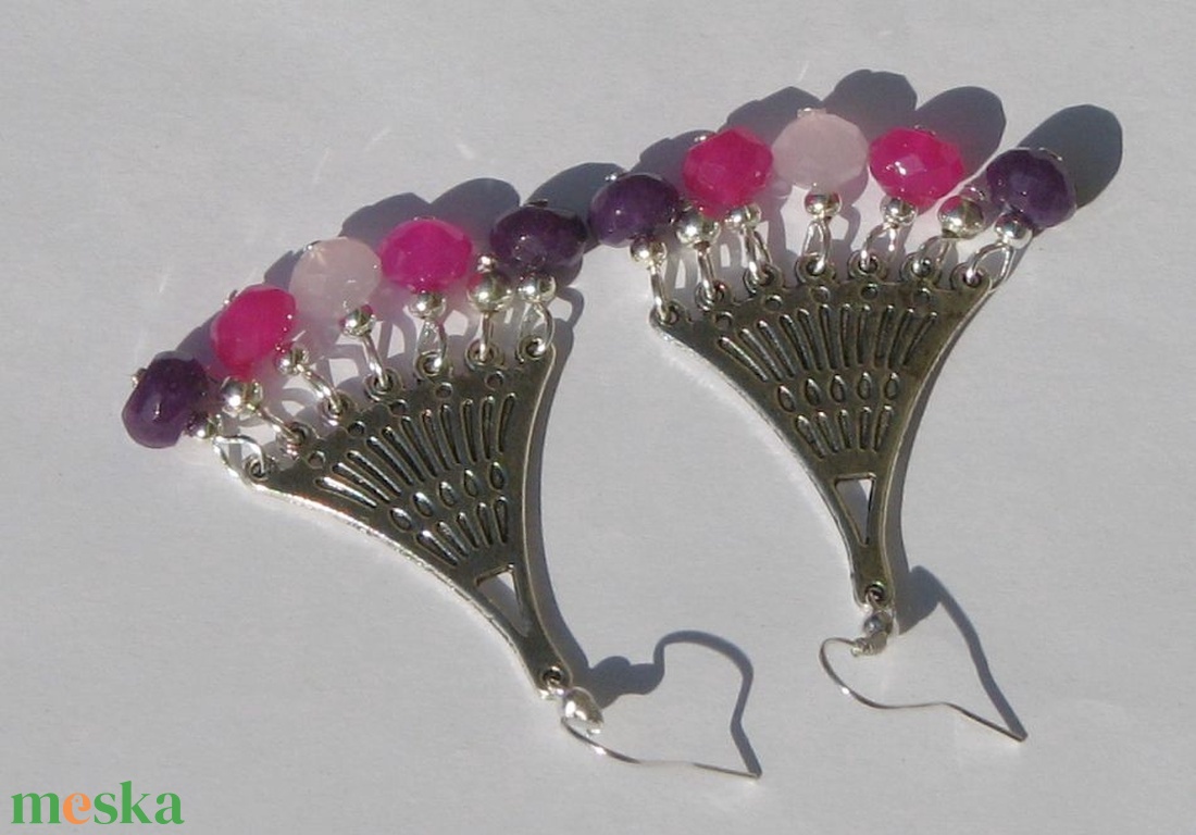 Jáde legyező - fülbevaló - ékszer - fülbevaló - lógó fülbevaló - Meska.hu