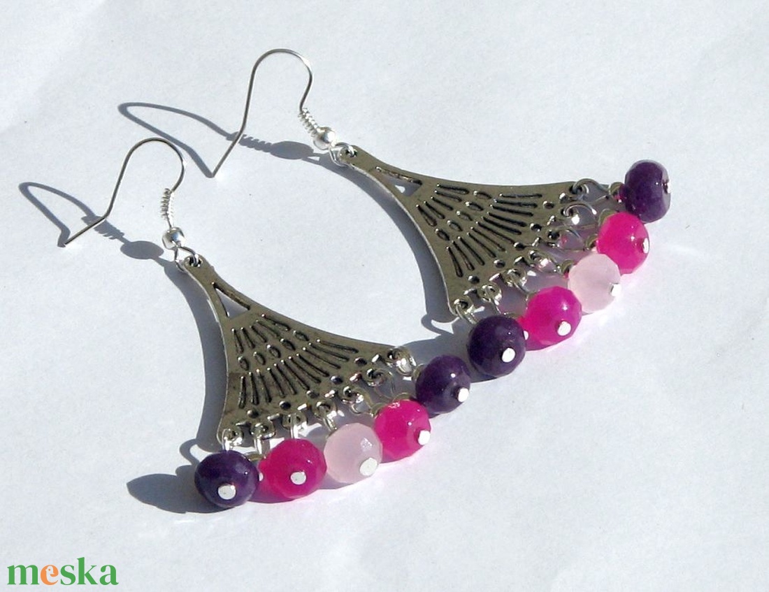 Jáde legyező - fülbevaló - ékszer - fülbevaló - lógó fülbevaló - Meska.hu