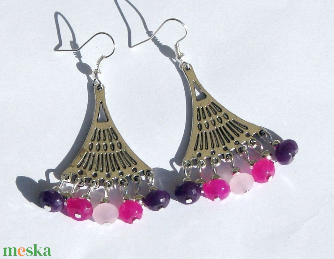 Jáde legyező - fülbevaló - ékszer - fülbevaló - lógó fülbevaló - Meska.hu