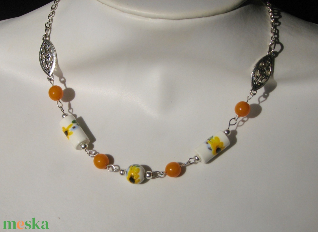 Napraforgók - nyaklánc - ékszer - nyaklánc - gyöngyös nyaklánc - Meska.hu