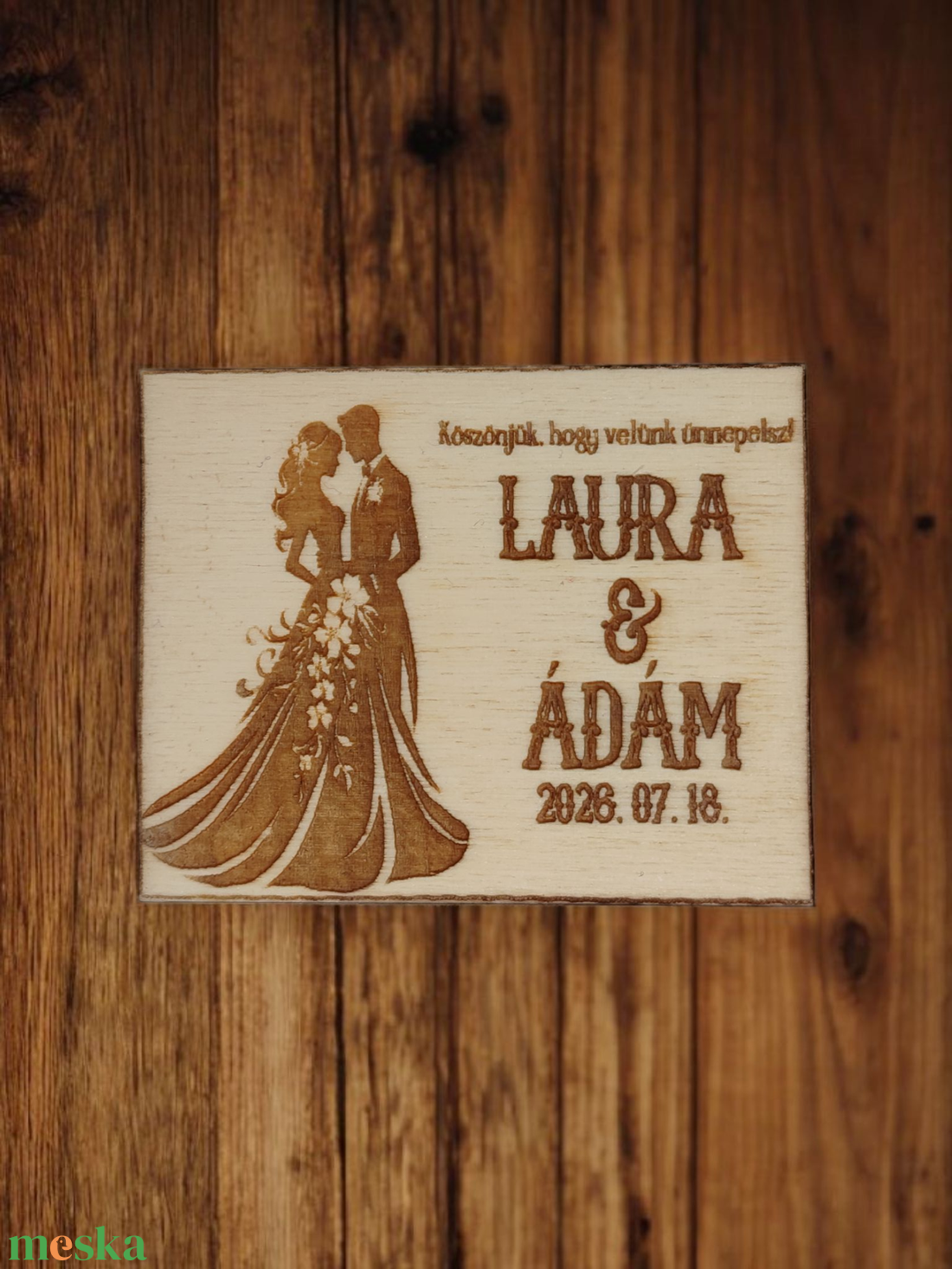 Egyedi gravírozott fa hűtőmágnes ! Esküvői köszönőajándék! - esküvő - emlék & ajándék - köszönőajándék - Meska.hu