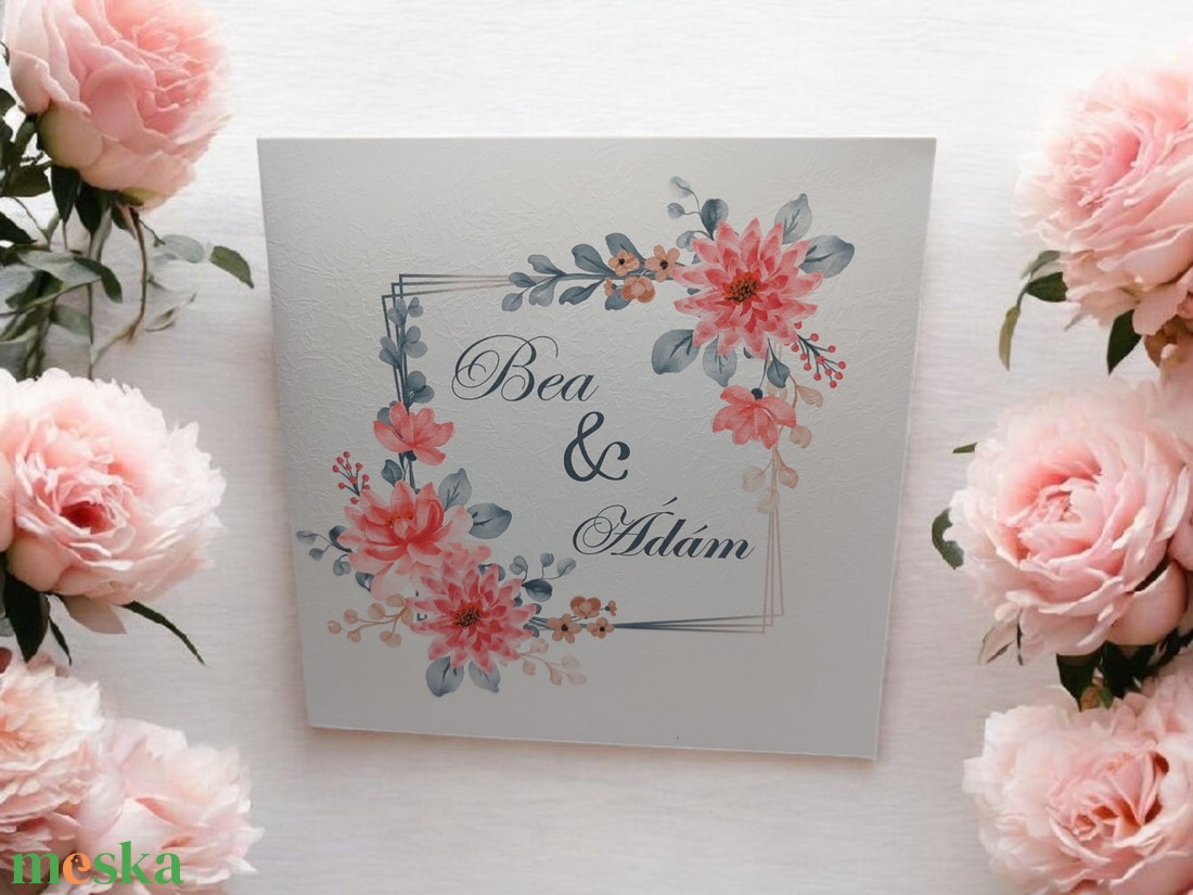 A tökéletes kezdet: Romantikus, virágos esküvői meghívó! - esküvő - meghívó & kártya - meghívó - Meska.hu