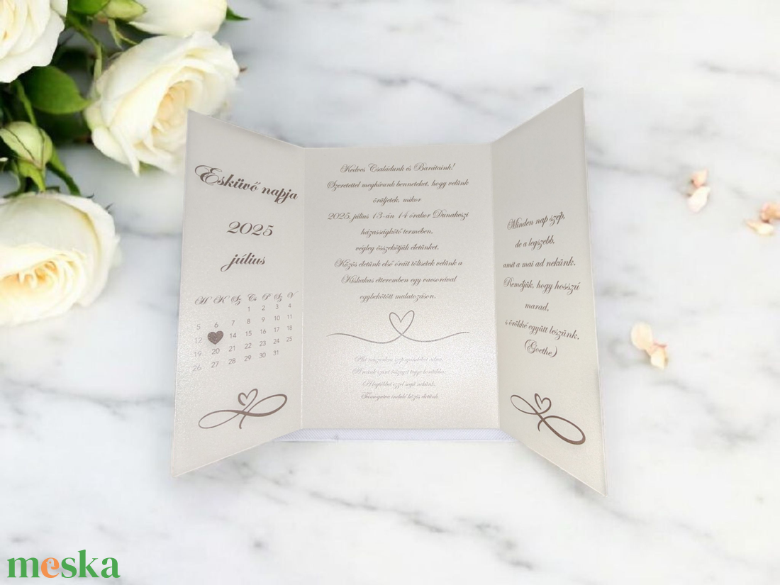 Modern Elegancia: Letisztult Esküvői Meghívó Fényes Kivitelben - esküvő - meghívó & kártya - meghívó - Meska.hu