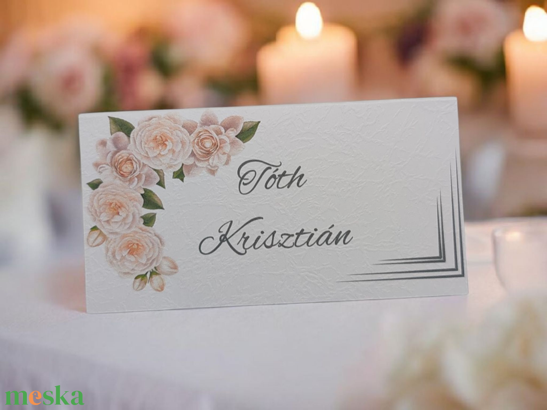 ELEGANCIA AZ ASZTALOKNÁL: VIRÁGOS ÜLTETŐKÁRTYA - esküvő - meghívó & kártya - ültetési rend - Meska.hu