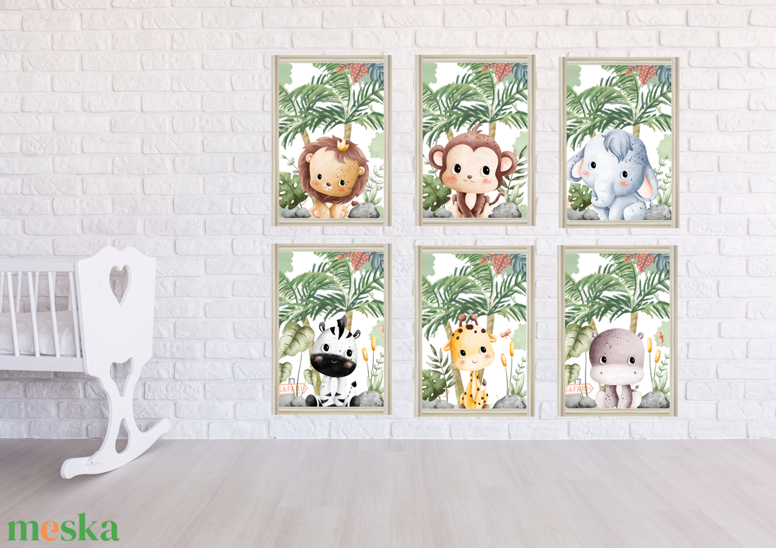 Mini Szavanna a szobában: Prémium dzsungel képszett - baba - mama - babaszoba dekoráció - babaszoba kép - Meska.hu