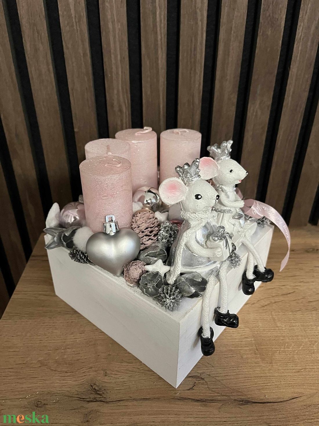 Egérkés karácsonyi gyertyás dísz - karácsony - karácsonyi lakásdekoráció - ünnepi asztaldekoráció - Meska.hu